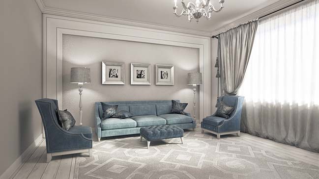 Elegant neoclassical living room design