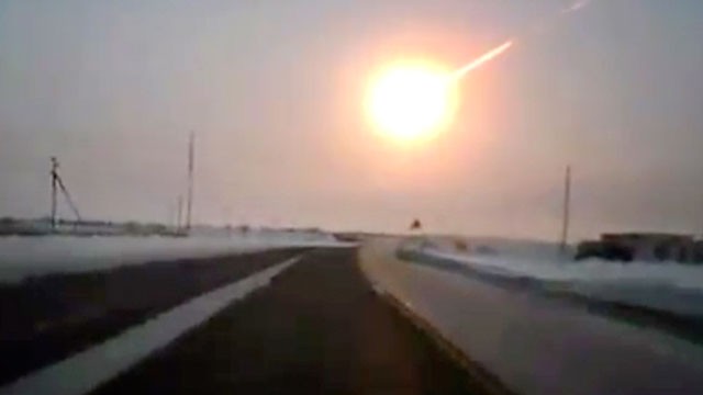 PHOTO: In this frame grab made from a video done with a dashboard camera, on a highway from Kostanai, Kazakhstan, to Chelyabinsk region, Russia, Feb. 15, 2013 a meteorite contrail is seen.