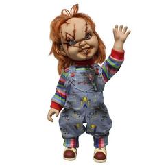 El terror toma forma con el muñeco del malvado Good Guy Chucky, inspirado en la saga de películas de "Muñeco Diabólico". Un artículo de culto para los apasionados de este siniestro juguete