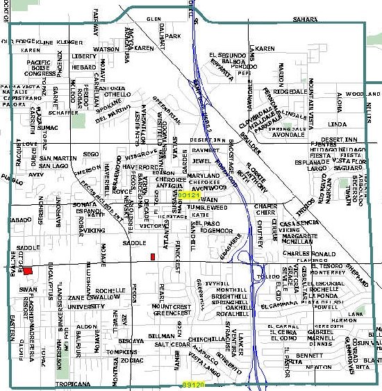 Las Vegas zip code 89121 map