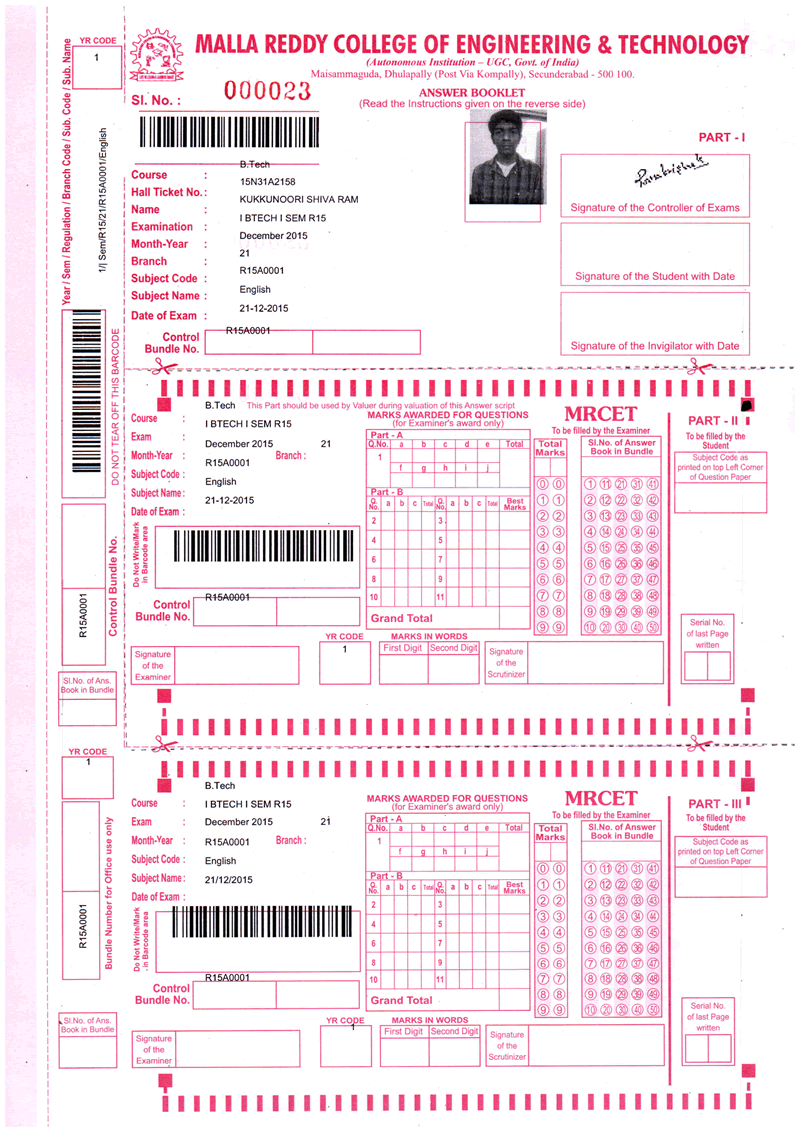 OMR Mark Sheet