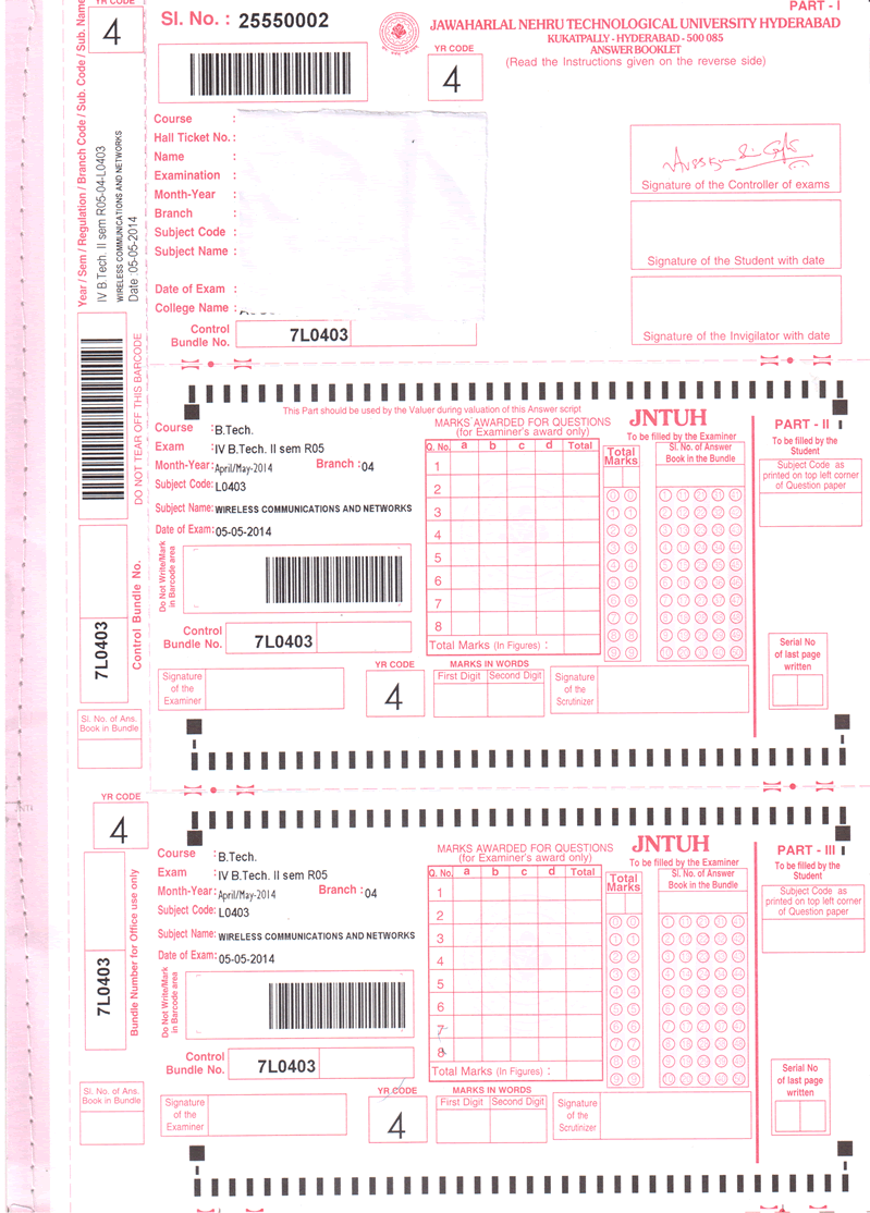 OMR Mark Sheet