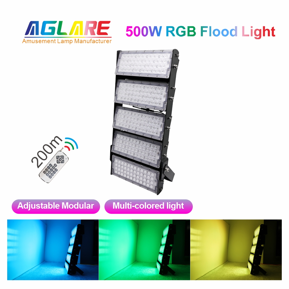 500W RGB Color Changing Outdooor Remote Control LED Flood Light Adjustable Modular