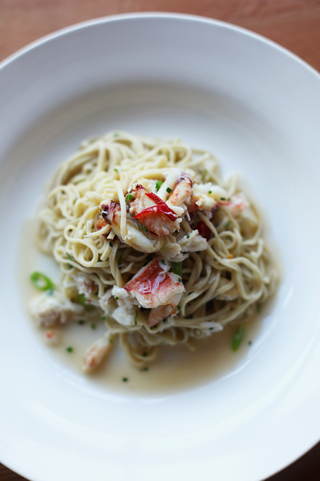 tagliarini, dungeness crab, calabrian chiles, scallions