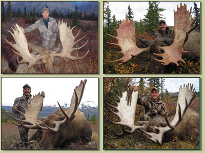 hunters with moose antlers