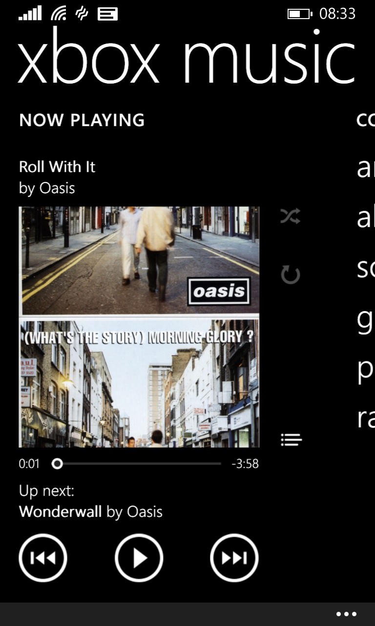 Screenshot, Xbox Music