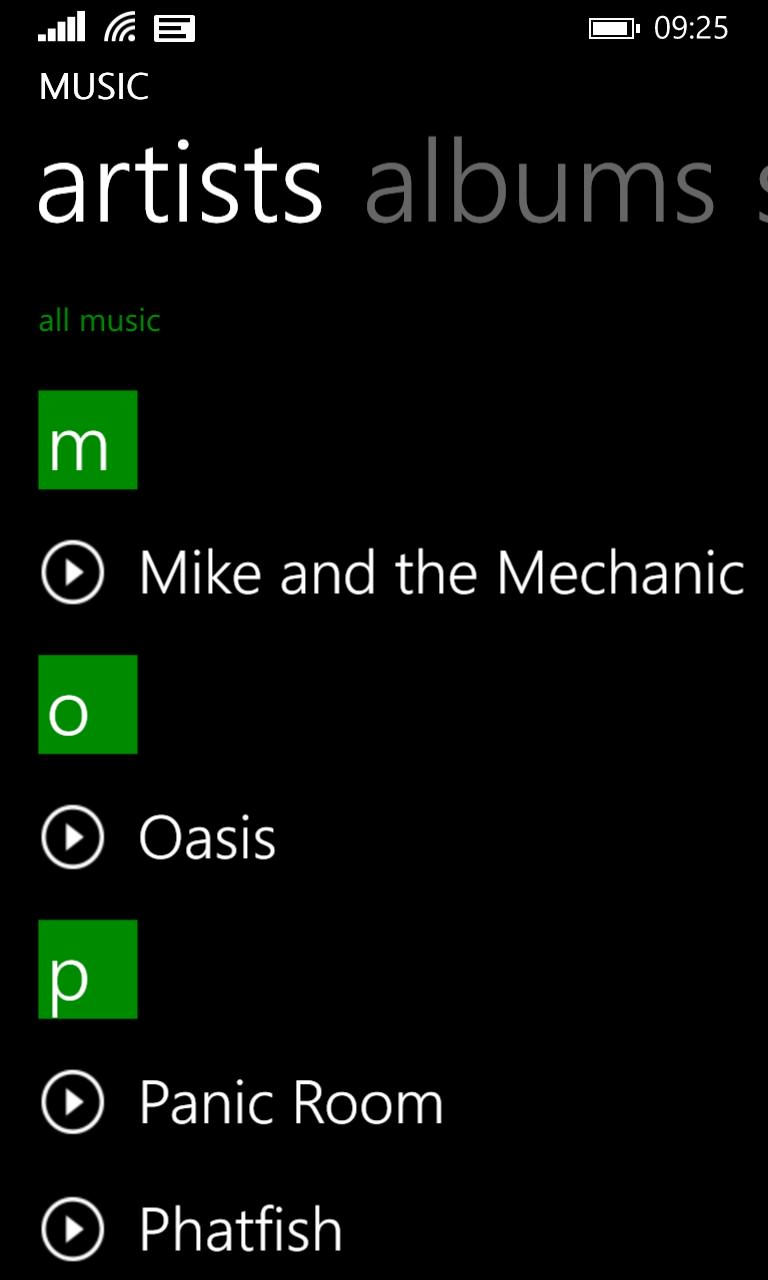 Screenshot, Xbox Music