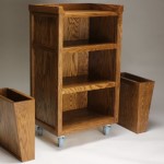 Red oak cart shown with the side boxes detached