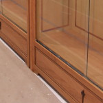 detail of veneered panels on display cases