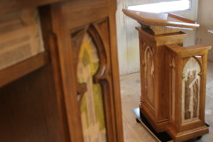 pulpit getting a fresh coat of finish