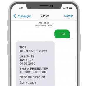 Aperçu du billet de transport acheté par SMS