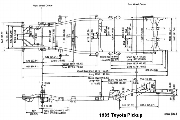 toyota Pickup Need chassis deminsions for a 1994 toyota pickup