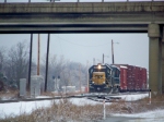 CSX 6921 and 2222 switch cars in the snow at Memphis Jct Yard 1/28/09