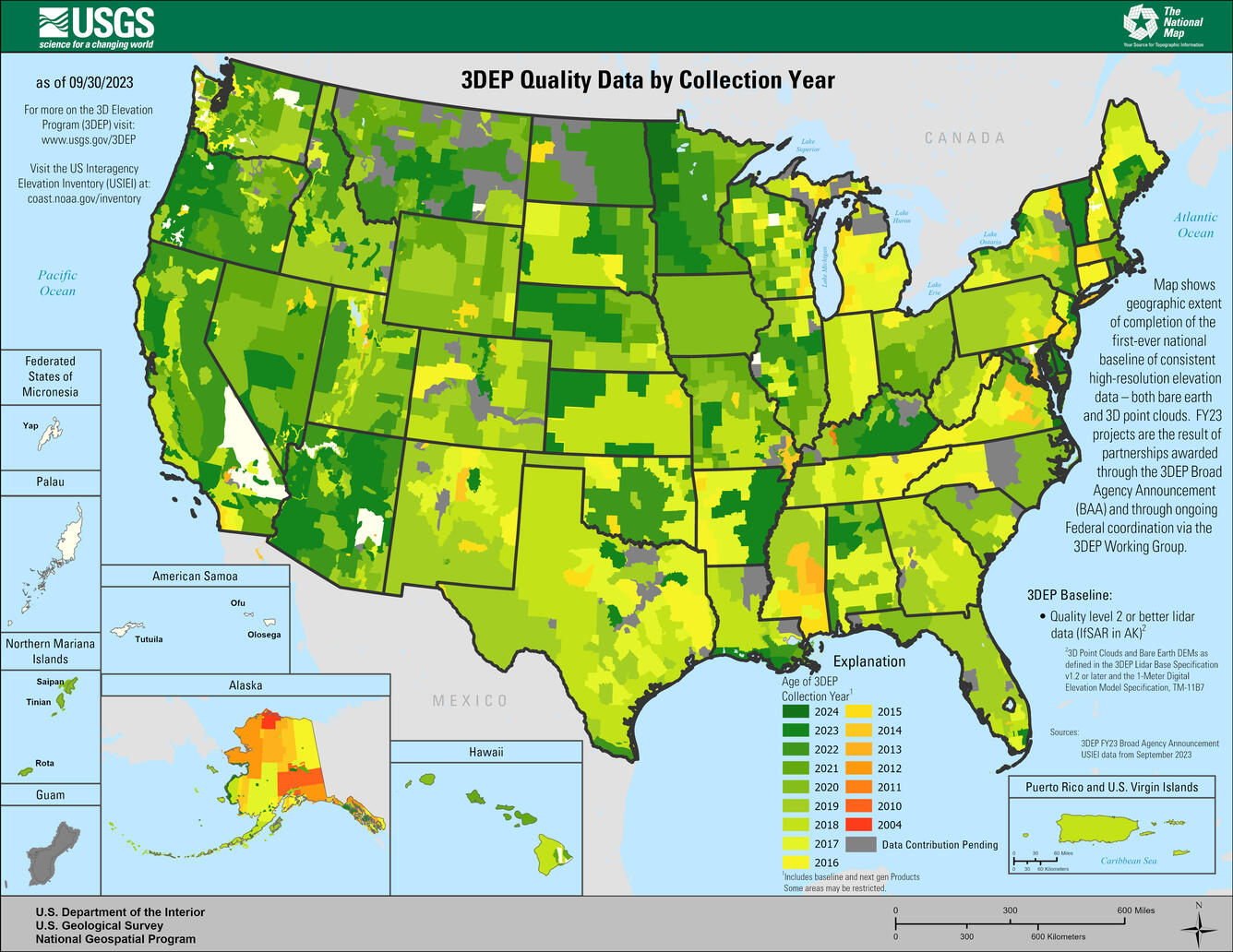 3DEP Quality Data by Collection Year