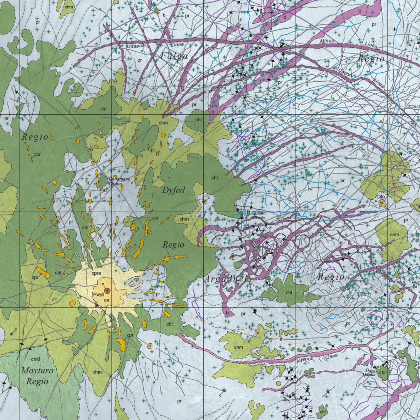 Inset of USGS SIM 3513: Global Geologic Map of Europa