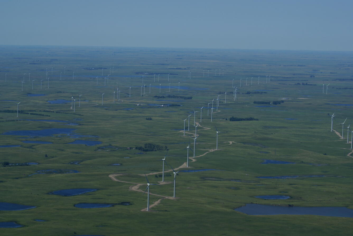 Aerial View of the Tatanka Wind Energy Farm