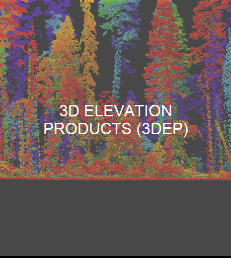 A screenshot of 3DEP data image with "3D Elevation Products (3DEP)" text overlain.