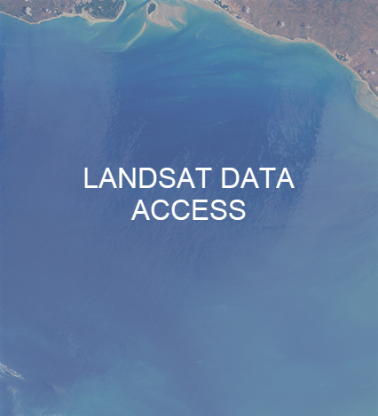 A screenshot of Landsat data image with " Landsat data access" text overlain.