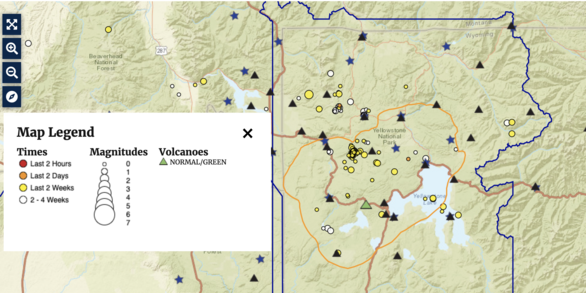 Image of Yellowstone Volcano monitoring map.