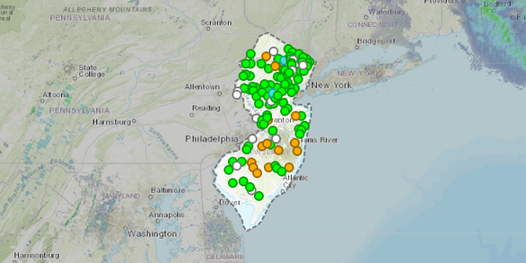 National Water Data Dashboard map highlighting New Jersey