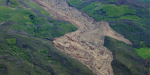 Aerial photo of the West Salt Creek rock avalanche