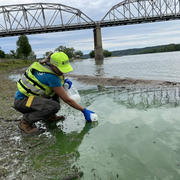 USGS Hydrologist Collects a Water-Quality Sample at Henry, Illinois