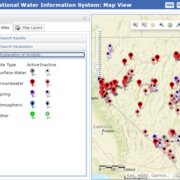 Screenshot of the NWIS Mapper showing location of sites