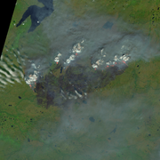 satellite image of wildfires in Canada