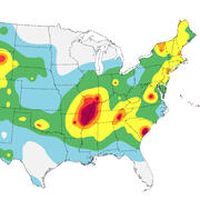 Hazard map from the 2023 50-state update of the National Seismic Hazard Model Project