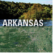 two landscapes with Arkansas written across