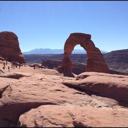 Delicate Arch, a sandstone arch, at Arches National Park