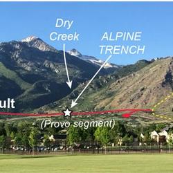 View to the northeast from central Alpine, Utah of the northern Provo segment of the Wasatch fault zone.