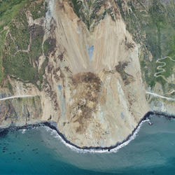 USGS air photo of the Mud Creek landslide, taken on May 27, 2017