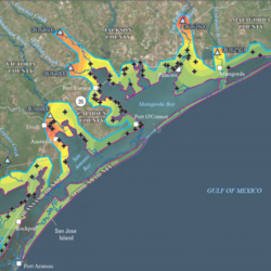 Flood-inundation map from coastal water-surface elevation data, Hurricane Harvey