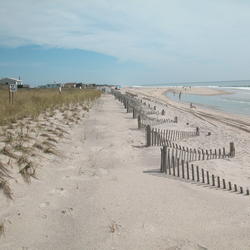 Photograph of ocean side homes on  Fire Island, New York