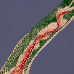 Screenshots of high-resolution stream network imagery and bank-erosion and inundation model outputs.