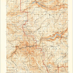 Scan of the 1909 USGS quadrangle of the Yosemite, California area, to include El Capitan, from the USGS Historic Topographic Map