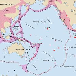 Pacific Plate boundaries and relative motion