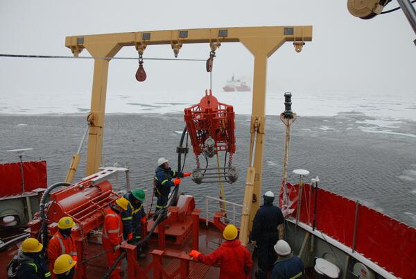 Image: Multichannel Seismic Airgun Sled being Deployed off CCGS Louis S. St-Laurent