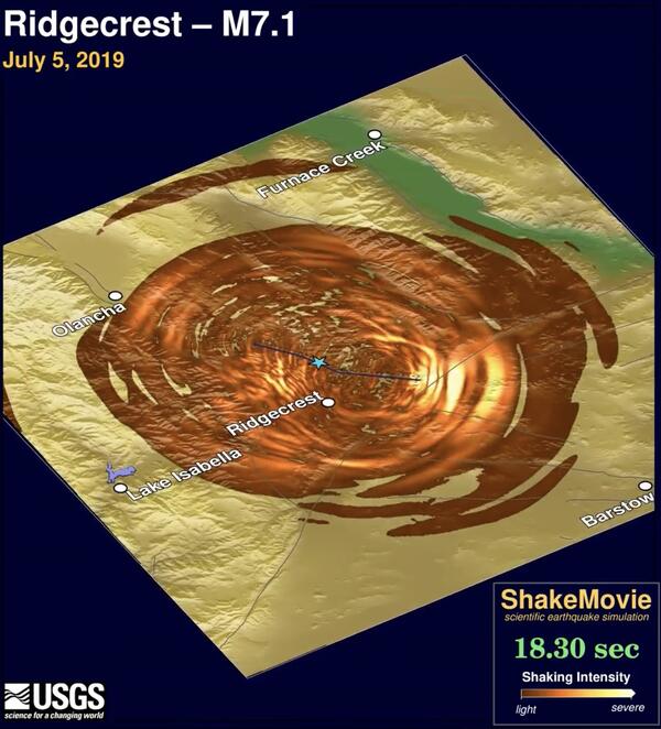 screen capture of M7.1 Ridgecrest video