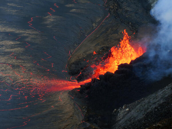 Color photograph of lava fountain