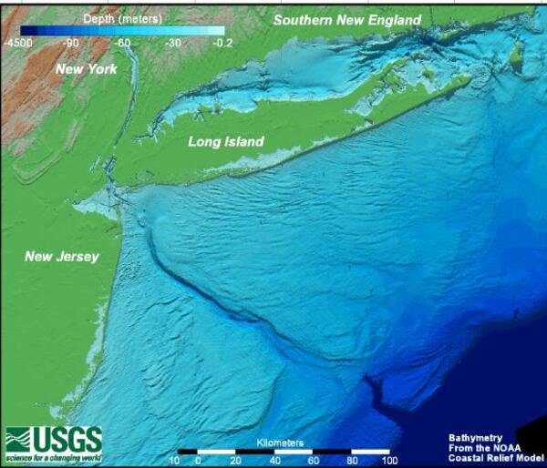 Bathymetry of the coastal ocean offshore of the New York metropolitan region 