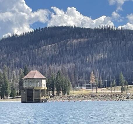 A structure on southern Lake Almanor, CA.