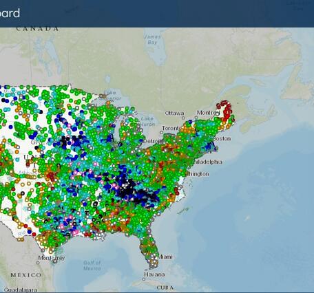 Screenshot of the USGS National Water Dashboard.