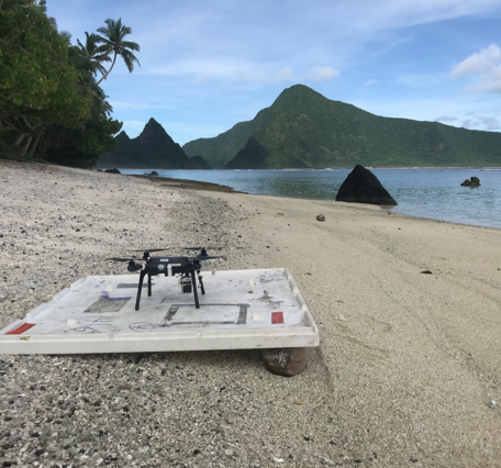 Image of drone with infrared camera on a beach in American Samoa