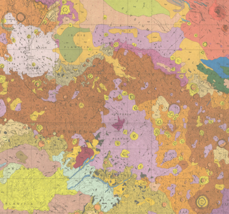 Small portion of USGS IMAP 1802-B: Geologic map of the eastern equatorial region of Mars