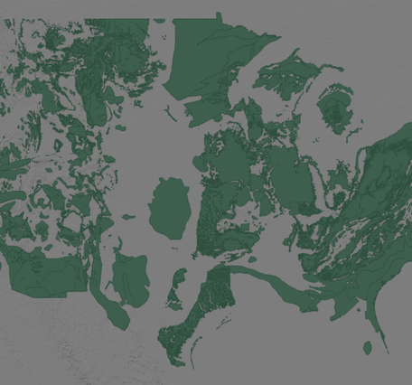 Map of the contiguous US with areas highlighted in green. 