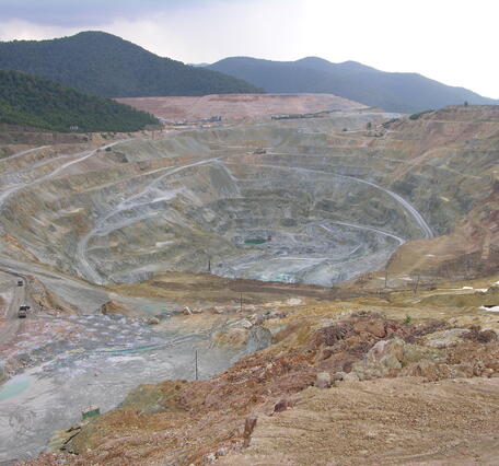 Image shows an open pit mine