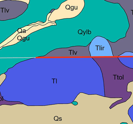 Example of a boundary problem in the Yellowstone geologic map