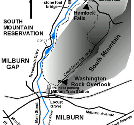  This is a map of South Mountain Reservation (1st Watchung) near Milburn, NJ.